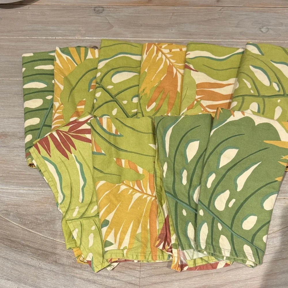 Tropical Leaf Print Fabric napkins-set of 10